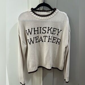 moon & madison Cream Crewneck Sweater with Dark Trim